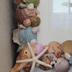 🪚Handmade🪚Hangable Large Frame Local Source Shell Embellished✨Warm Hue Shine✨